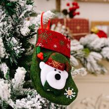 1pc Christmas Stocking Gift Bag, Small Size Candy Decoration Gift Bag With Snowman, Reindeer, Santa Claus Socks Hanging Ornament - Multicolor - View 11