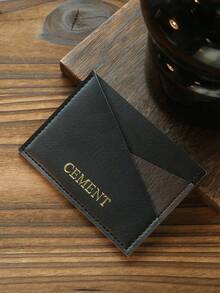 1pc Personalized Ultra-Thin Minimalist Card Holder, Customized Gold Letter Pattern Faux Leather Credit Card Wallet, Vintage Asymmetric Card Holder, Unisex, 2 Card Slots, Retro Card Wallet, Color Block Design, Front Pocket Wallet, Best Handmade Gift - Multicolor - View 15