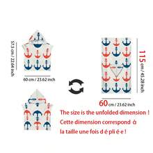 1pc Anchor Hook Rudder Print Hooded Poncho, Ultra-Soft Fiber Beach Blanket & Removable Hooded Beach Robe 2-In-1 With Buttons, Super Absorbent Towel, Suitable For Traveling, Swimming, Diving, Surfing, Yoga, Camping, Available In Multiple Sizes Back To School - Multicolor - View 23