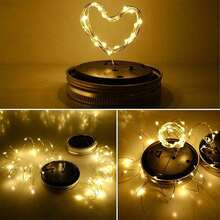 Solar Mason Jar Lid String Lights, 3/6/9/12/30Pack 20 Led 6.6FT String Fairy Star Firefly Jar Lids Lights With Hangers Included (Jars Not Included), For Mason Jar Patio Garden Wedding Lantern - Warm white light - View 6