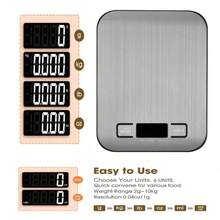 1 pieza Báscula digital compacta de cocina, báscula electrónica inteligente de acero inoxidable con pantalla LCD, pequeña báscula para hornear (g), báscula para joyas, café, especias y utensilios de cocina - Plateado - Ver 6