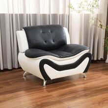 Leather Living Room Furniture Sets, Sectional Sofa Sets Modern Faux Leather Couch For Living Room Furniture Living Room Living Room Set Sectional Couch,Black & White-1pc Chair - Black & White-1pc chair - 查看 4