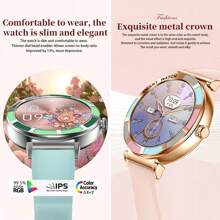 1.27英寸高清显示屏女士智能手表，优雅圆形表盘，健康与健身追踪器，蓝牙通话，110多种运动模式，心率、血氧、睡眠监测，可自定义表盘，IP67级防水，兼容安卓和iOS系统，是送给她的理想礼物 - 金色 - 查看 6