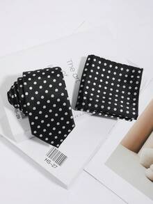 1 件/2 件/3 件男士时尚百搭波尔卡圆点图案领带（领带和口袋巾/领带和袖扣/口袋巾和袖扣套装），适合商务、宴会、派对搭配 - 彩色 - 查看 12