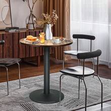 Mesa de bar, mesa de bar redonda, mesa redonda de una sola pata, 60 x 60 x 72 cm, base estable, mesa de altura de mostrador, mesa de cóctel de bar, estructura de metal, adecuada para bistró, restaurante, sala de estar, terraza, estilo moderno, fácil montaje, adecuada para espacios pequeños - Impresión digital en color madera - Ver 3