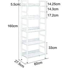 RGB9303hei Standing Shelf Tall Shelf Bookcase Metal Shelf Shoe Rack Bathroom Shelf Flower Stairs Made of Wood and Steel with 5 Shelves Approx. 60 x 27.5 x 160 cm White + Light Oak - 5Ebenen(60x275x160cm) - Übersicht 3