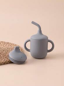 1PC Baby Personalized Customization Name And Pattern Silicone Cups Baby Tableware Plain Water Bottle Kids Custom Sippy Cup With Double Lids - Multicolor - View 13