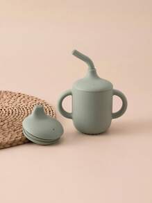 1PC Baby Personalized Customization Name And Pattern Silicone Cups Baby Tableware Plain Water Bottle Kids Custom Sippy Cup With Double Lids - Multicolor - View 20