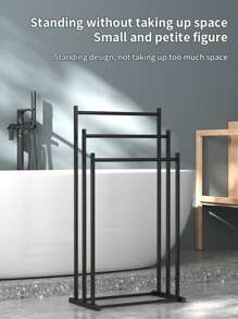 3-Tier Large Capacity Freestanding Metal Wood Folding Towel Rack, Anti-Rust Coating Metal Ladder Towel Holder, Drying Stand, Bathroom Bath Organizer Rack With Wood Handle For Space Saving