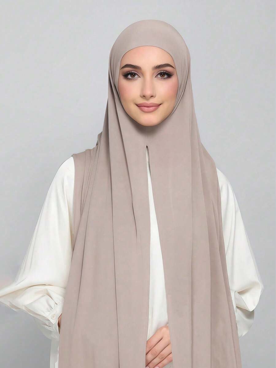 1 Khăn choàng Khimar One Step dành cho phụ nữ Hồi giáo – Khăn trùm đầu kín đáo buộc sẵn, khăn trùm đầu Jersey không ghim có che cổ, vải co giãn nhẹ dùng khi cầu nguyện, du lịch, làm việc, mặc hàng ngày. Dùng để mặc trang phục