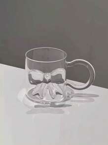 1pc INS风粉色超大蝴蝶结玻璃杯3D蝴蝶结玻璃杯家用下午茶咖啡杯果汁冷饮杯气泡水杯冰淇淋甜品杯早餐牛奶杯礼品杯 - 彩色 - 查看 12