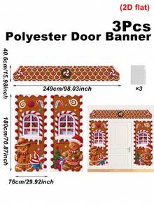 1Set Christmas Gingerbread Man Gatepost Couplet, Door Banner With Candy House Design, Hanging Banner, Christmas Door Hanging, Hanging Ornament, Merry Christmas Decoration, Xmas Decor, Christmas Decorations For Home, Versatile Hanging Options For Porch, Door, Indoor Yard, Indoor/Outdoor Party Decor - Gingerbread Man - View 11