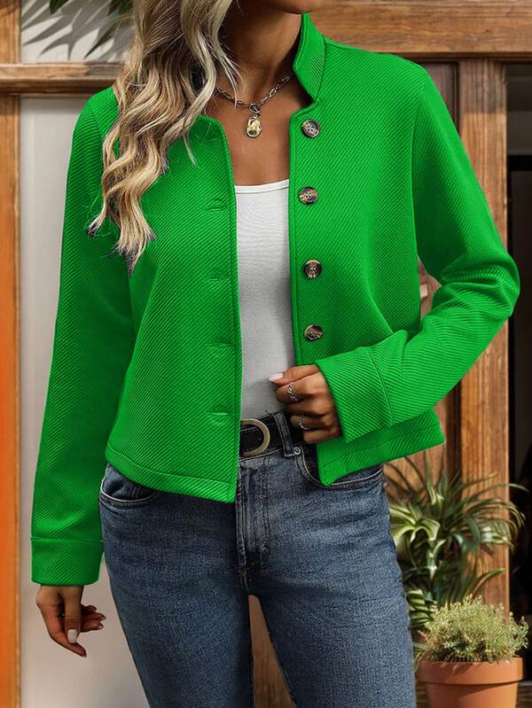 Cardigan femme unicolore à boutons devant, mode mondiale automne/hiver