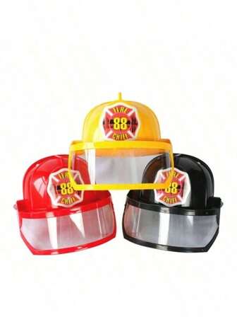 Realistisk brandmanshjälm i plast, festkostymhuvudbonad för Halloween, jul, underhållningsaktiviteter, rollspel (vissa färger och stilar är slumpmässiga)