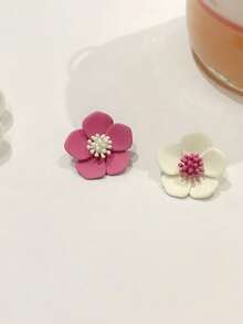 1 Pair Fashionable Sweet Candy-Color Floral Stud Earrings, Elegant & Fresh Design Suitable For Women, Dates, Vacations, Jewelry - Multicolor - View 6