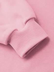 Felpa girocollo a maniche lunghe casual per bambini/bambini piccoli, motivo minimalista a cuore, vestibilità morbida, adatta per uso quotidiano, autunno - Rosa - Visualizzare 4