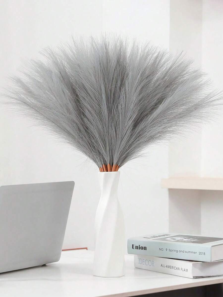 10/20/30 件人造蒲苇，波西米亚风装饰蒲苇，花瓶填充物现代家居装饰假植物，婚礼装饰，花园装饰，春季装饰，房间装饰 - 淺灰色 - 查看 1