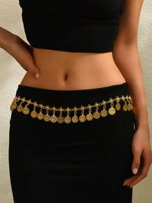 1 Bohemian Style Waist Chain Wide Version Metal Dress With New Ring Versatile Waist Belt Decoration Suitable For Women's Gatherings And Parties To Wear