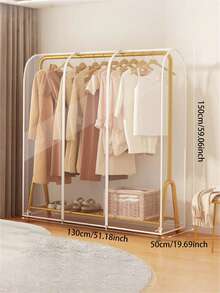 1 Pc Clear Coat Rack Cover, Dust Proof Zipper Enclosed Garment Bag Clothing Protector, Washable Hanging Garment Bag With Double Zipper/Single Zipper For Wardrobe Storage - Prevent Dust And Moisture From Coats, Suits, Dresses(Zipper Random One Small Zipper, Two Large Zippers) - Multicolor - View 23