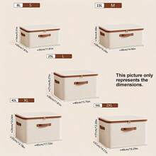 1/2 Packs Storage Bins With Zipper Lid Fabric Lidded Storage Baskets Boxes Foldable Washable Closet Shelf Clothes Organizer Container With Handles (Beige) - Beige - View 4
