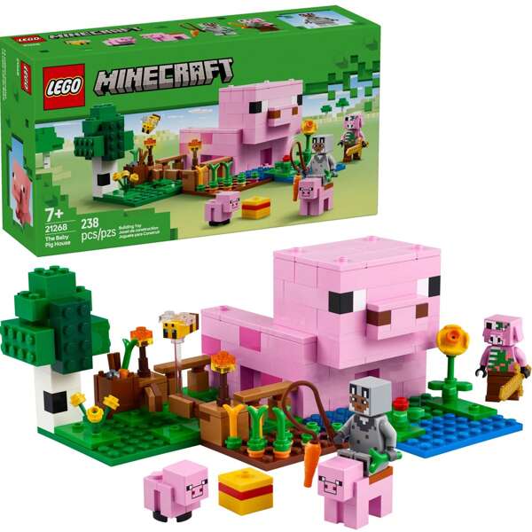 LEGO Căsuța cu Porci și Figurine - Jucărie  de Construit pentru Copii, Băieți și Fete, Vârste 7+ - Cadou pentru Zile de Naștere - Cu 2 Minifigurine pentru Joacă Prefăcută - 21268