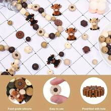 6/34/55/56/100pcs 3D Highlands Cow Focal Point Daisy Flower Silicone Beads Hexagon Silicone Beads Suitable For DIY Crafts Jewelry Necklace Bracelet Keychain Making - 3D Highland Cattle Series - View 7