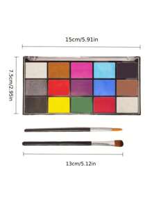 15 色水性颜料，带 2 支刷子，适用于彩虹节、万圣节、圣诞节、节日派对、狂欢派对、生日、舞台表演、世界杯、人体彩绘 - 單件 - 查看 6