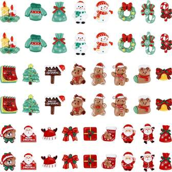 5pcs/10pcs/20pcs Mini Cute Christmas Decorations, Resin Mini Santa Claus, Snowman, Christmas Wreath, Gingerbread Man, Christmas Stocking, Bell, Candy Cane, Christmas Gift, Christmas Figurine, Christmas Ornaments, For Handmade, Scrapbooking, DIY Phone Case, Water Bottle, Fridge Magnet, Christmas Decor, Birthday Party Tabletop Decor, Random Color & Style Home Decor Room Decor