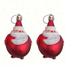 2pcs Christmas Funny Hanging Decor, Santa Claus Plastic Hanging Ornaments, Christmas Tree Decorations, Scene Decor, Atmosphere Decor, Christmas Party Decorations