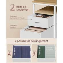 VASAGLE Bureau d Ordinateur Table avec Rangement 3 Étagères 2 Tiroirs 60 x 140 x 76 cm pour Bureau Salon Style Moderne Couleur Chêne Naturel et Blanc Perle LWD104Y01 - 140x60cm - Übersicht 4