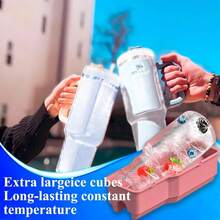 Ice Cube Tray For 40 Oz Tumbler Cup, 1Pcs  Ice Mold Silicone Hollow Cylinder Ice Mold With Lid And Bin For Freezer Ice Drink Juice Whiskey Cocktail,11114385 - 玫紅色 - 查看 2