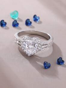 خاتم زوجي أنيق عالي الجودة بطراز رومانسي، تصميم فرنسي بخاتم قلب لامع، خواتم وعد خطوبة للعروس والعريس، خواتم سنوية، هدية عيد الحب، عيد الميلاد، عيد الأم، عيد الأب، مجوهرات للنساء