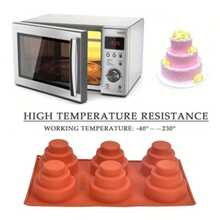 2个/1个6孔迷你三层蛋糕硅胶模具 多层纸杯蛋糕不粘圆形烘焙模具 适用于巧克力布丁慕斯蛋糕 - 彩色 - 查看 5