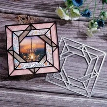 1pc Grid Square Background Frame Metal Cutting Mold, Used For Paper Card Making, Envelopes, Album Cards, Embossed Paper Crafts, Album Seal Cards, Birthday And Holiday Gifts - Multicolor - View 10