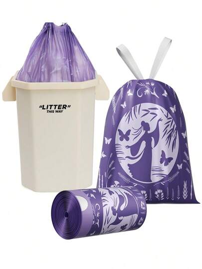 240 pezzi/3 rotoli di sacchetti della spazzatura lavanda a doppio strato, rinforzati, che non si rompono facilmente, adatti per camera da letto, soggiorno, bagno, toilette, uso esterno