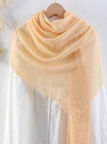 1pc Women Thin Solid Color Velvet Scarf, Breathable & Warm Head Wrap, Shawl, Spring/Summer For Dress