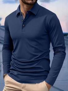 3 قمصان بولو رجالية، بأكمام طويلة، بأربعة أزرار، قابلة للتنفس، مناسبة للعمل والجولف والأنشطة اليومية، متعددة الاستخدامات للخارج والسفر والعطلات والتجمعات، ملابس خريفية