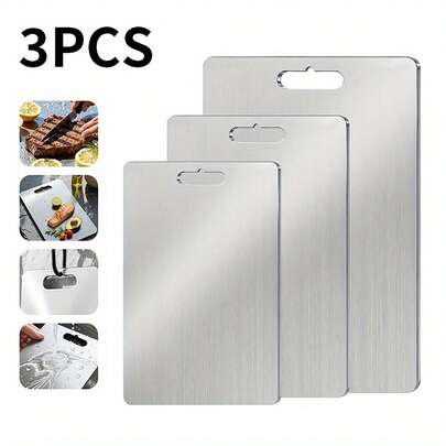 1/3PCS Cutting Boards For Kitchen, Double-Sided Chopping Board For Meat, Fruit & Vegetable, Cutting Edge Hygiene & Durability, Kitchen Utensils, Stainless Steel Cutting Boards