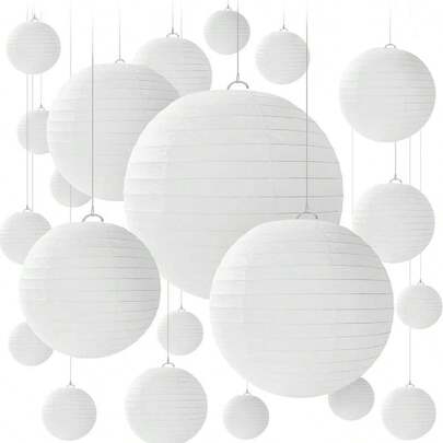 20 linternas de papel blancas, decorativas, para decoración de boda y fiesta, linternas de papel redondas colgantes, adecuadas para cumpleaños, boda, Navidad, novia, decoración del hogar, decoración de fiestas, pueden tener manchas