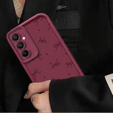 Phone Case For Samsung Galaxy A56/A26/A16/A36/A55/A54/A52/A52s/A06/A14 4G/A15 5G, Stylish Polka Dot Bow Tie Sky Eye Ladder Design - Compatible With Galaxy A33/A34/A35/A05/A05s/A12/A13/A25/A53/A51/A71, Classic Unique Anti-Shock Soft New Women's Cover - 酒紅色 - 查看 3