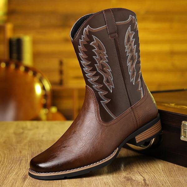 Men's Boots High Top Fashion Casual Men's Boots Non-Slip Cowboy Boots High Top Men's Shoes