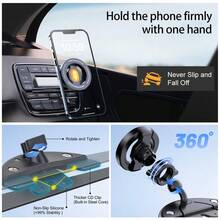 Suport magnetic pentru telefon cu slot CD auto, aspirație super puternică, poate fi acționată cu o singură mână, instalat ferm pe slotul CD multimedia auto, stabil și nu va cădea, compatibil cu iPhone, telefon Android, cadou pentru ziua de naștere, familie, prieteni, accesorii auto, suport telefon auto - Negru - Vizualizare 4