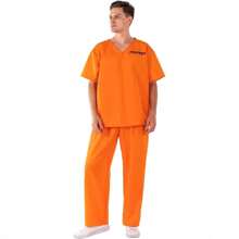 1 套成人角色扮演服装、监狱囚犯服装、万圣节服装