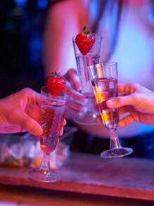 1/5/10pcs Reusable Champagne Flutes, Gold Glitter Plastic Champagne Glasses, Cocktail Cups, Wedding Toasting Flutes, Party Bar Cocktail Glasses, Bulk Gold Plastic Cups, Elegant Party Beverage Cups, For Party, Wedding And Large Events Back To School Season - Multicolor - View 3