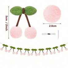 Cherry Garland Decoration, Cherries Birthday Decoration Pompom, Cherry Plush Ball, DIY Threading Banner, Bedroom Wall Decoration Hanging, Holiday Party Room And Wall Decoration, Mother's Day Graduation,Living Room Decor