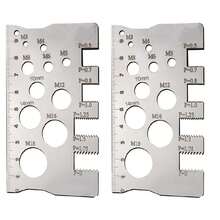 2pcs Screw Thread Pitch Gauge Ruler Measuring Tool Bolt Nut Metric Stainless Steel Machining Threads Screw Cutting Gauge Angle