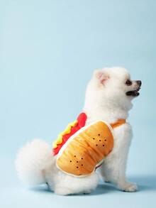 PETSIN 1pc Funny Cute Hot Dog Pattern Dog Apparel, Suitable For Casual Wear, Gatherings & Parties - Multicolor - View 2