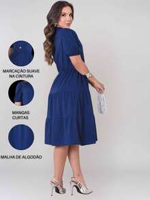 Milimetrica Women's Midi Dress Elegant Comfortable Cool Evangelical Fashion Cotton - 藍色 - 查看 6