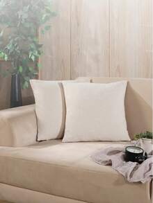Realizzato in Turchia - Set da 2 Federe Decorative Boho 45x45 Cm, con Cerniera in 100% Cotone Turco - Bianco crema - Visualizzare 1