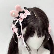 1pc Bowknot Bohemian Polyester Lolita Lace Headband, Versatile Lolita Lace Headband, Sweet Headband Accessory; 5pcs Japanese School Girl/Magical Girl Sakura Xie'Anran Style Hair Clips; 1 Pair Handmade Cute Japanese Angel Wings Hair Clips, Crystal Bowknot Decor Hair Clips - Bow Headdress - View 4